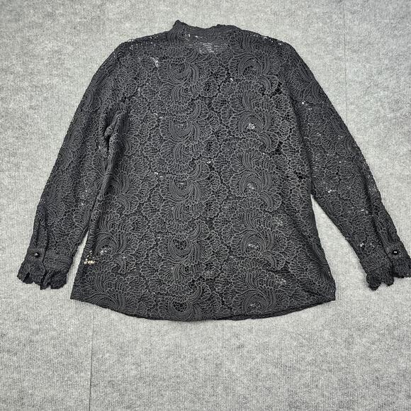Soft Surroundings Button Up Women Large Lasalle Lace Timeless Gothic Crochet - Picture 4 of 6